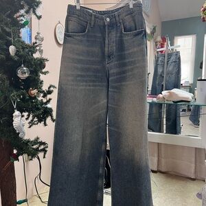 Zara Wide-Leg Washed Black Men's Jeans